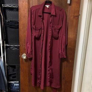 H&M Burgundy Long Sleeve Dress